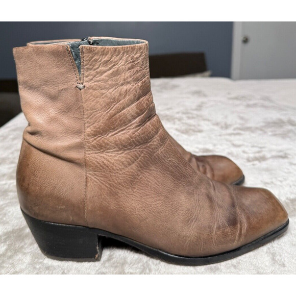 Freebird by Steven Brown Leather Square Toe Ankle Boots EU 38 Womens US 7-7.5 - Picture 1 of 8